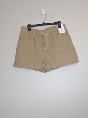 NWT Madewell Pleated Low-Slung Shorts, Airy Denim Edition, Khaki Tan, Size 30